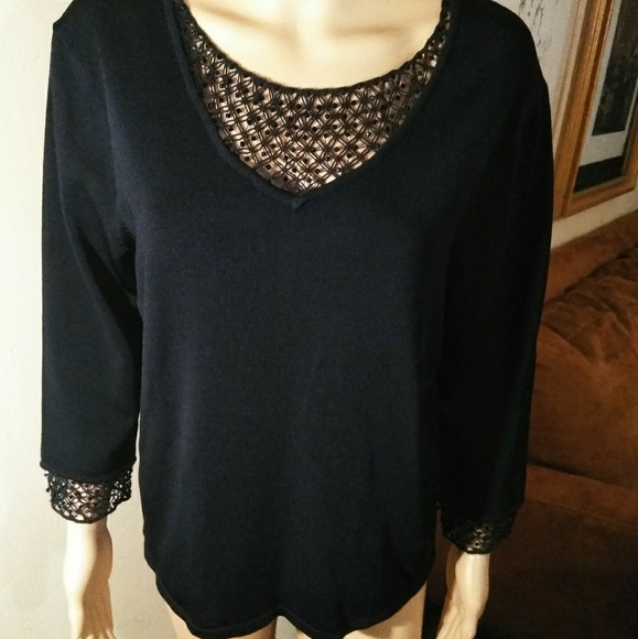Dana Buchman Tops - Dana Buchman Black top, glass beads